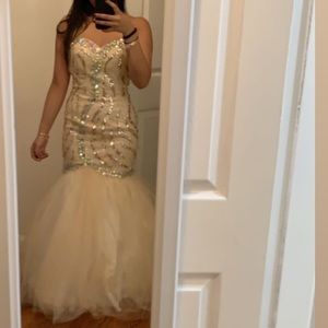 Stunning Champagne Mermaid Bottom Prom Dress